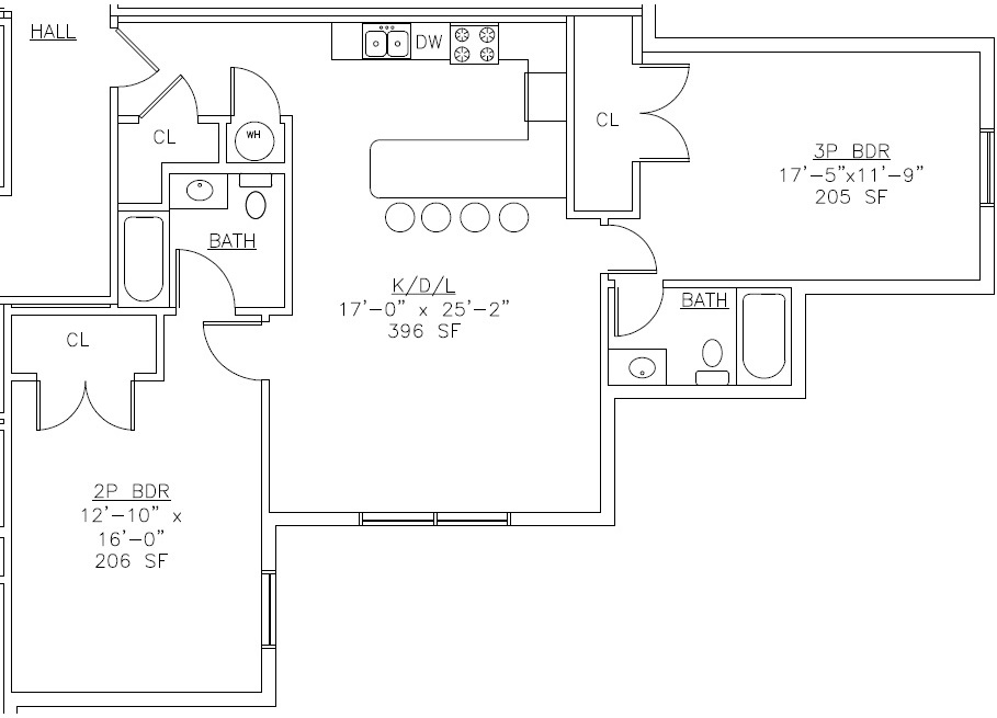 Cliffside Apartments 2 BR Del Floor Plan