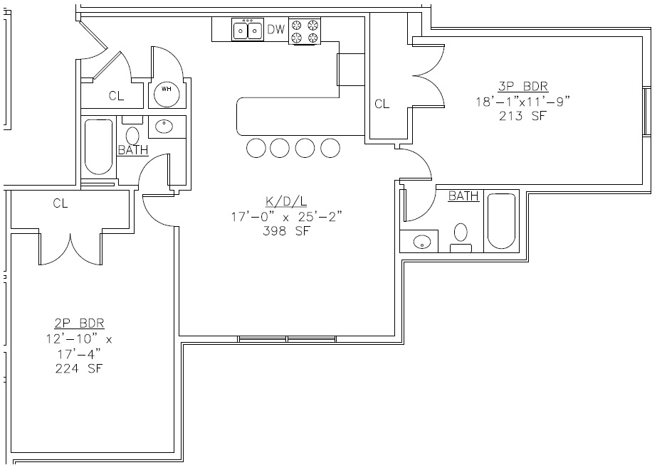 Cliffside Apartments 2 BR Del Floor Plan