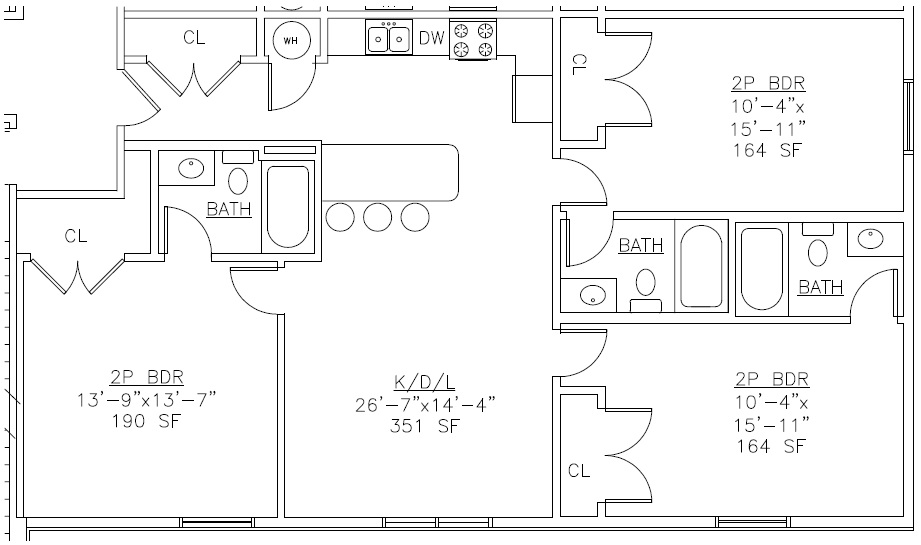 Cliffside Apartments 3 BR Floor Plan