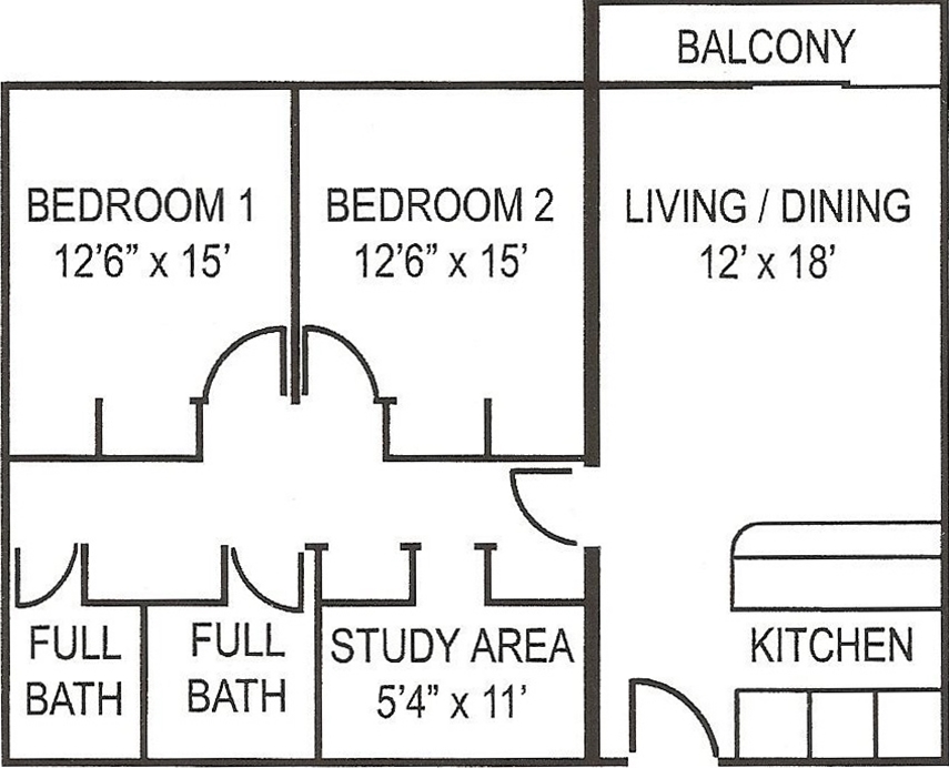 Collegian_2BR_LG_Balc Floorplan