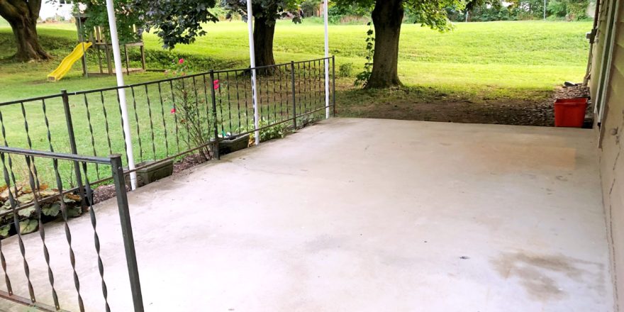 Covered concrete patio