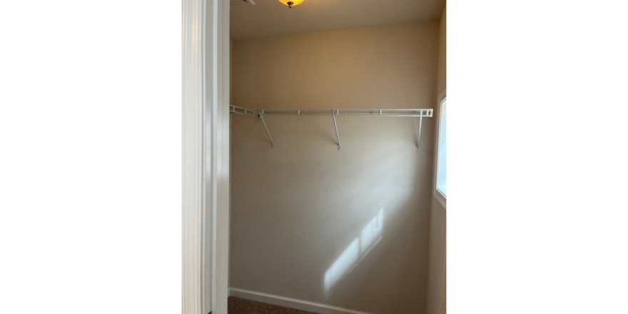 a bathroom with a shower and a light fixture