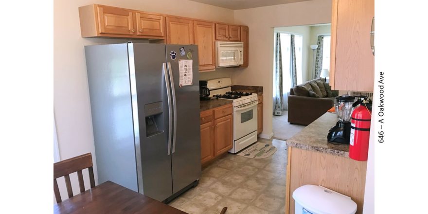 Kitchen with cabinets and appliances