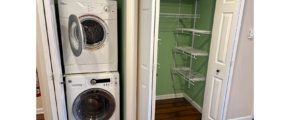 a washer and dryer in a small room